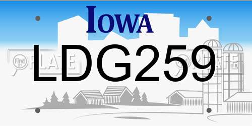 LDG259 Iowa License Plate