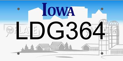 LDG364 Iowa License Plate