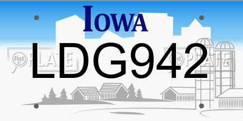 LDG942 Iowa License Plate