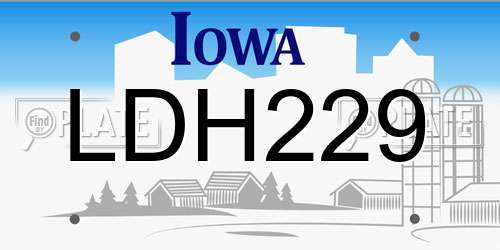 LDH229 Iowa License Plate