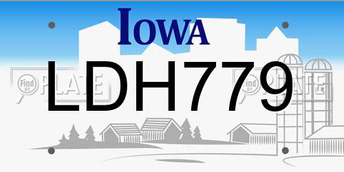 LDH779 Iowa License Plate