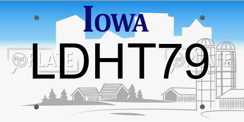 LDHT79 Iowa License Plate