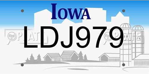 LDJ979 Iowa License Plate