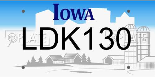 LDK130 Iowa License Plate