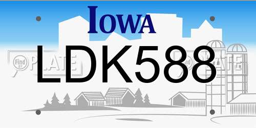 LDK588 Iowa License Plate