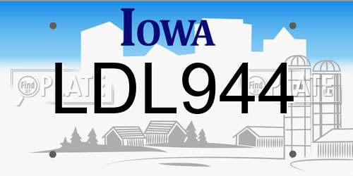 LDL944 Iowa License Plate