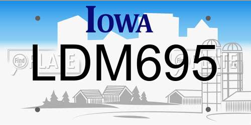 LDM695 Iowa License Plate