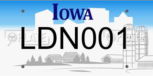 LDN001 Iowa License Plate