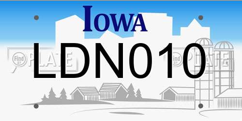 LDN010 Iowa License Plate