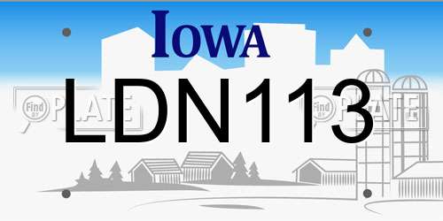 LDN113 Iowa License Plate