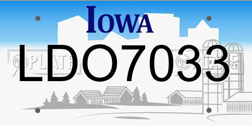 LDO7033 Iowa License Plate