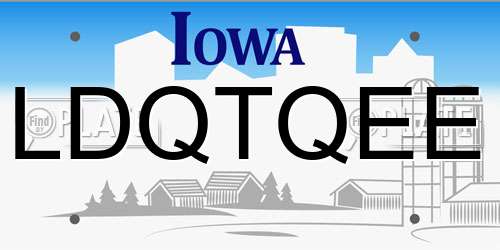 LDQTQEE Iowa License Plate