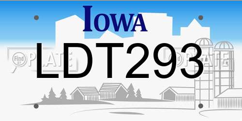 LDT293 Iowa License Plate
