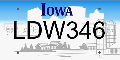 LDW346 Iowa License Plate