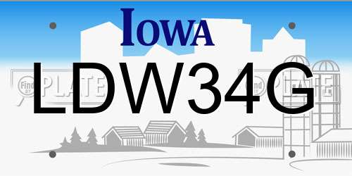 LDW34G Iowa License Plate
