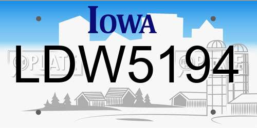 LDW5194 Iowa License Plate