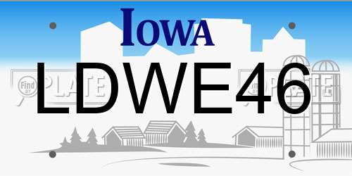 LDWE46 Iowa License Plate