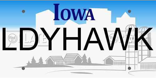 LDYHAWK Iowa License Plate