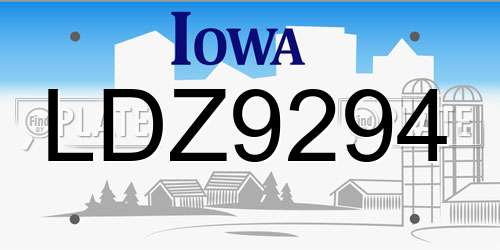 LDZ9294 Iowa License Plate