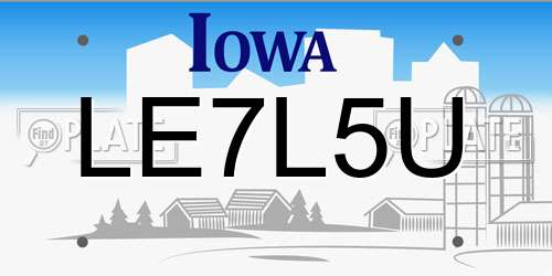 LE7L5U Iowa License Plate