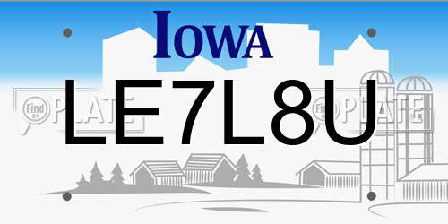 LE7L8U Iowa License Plate