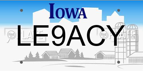 LE9ACY Iowa License Plate