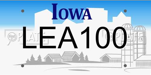 LEA100 Iowa License Plate