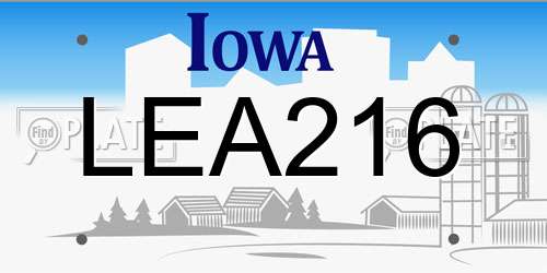LEA216 Iowa License Plate