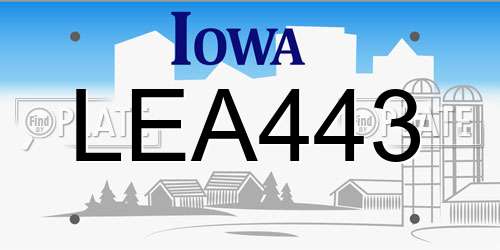 LEA443 Iowa License Plate