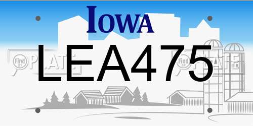 LEA475 Iowa License Plate