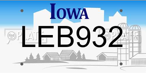 LEB932 Iowa License Plate