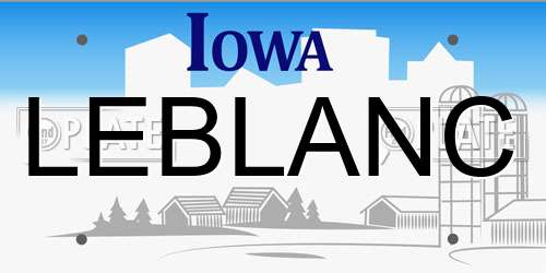 LEBLANC Iowa License Plate