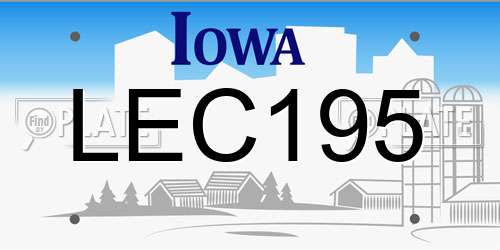 LEC195 Iowa License Plate