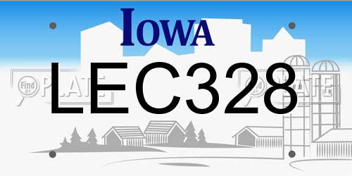 LEC328 Iowa License Plate