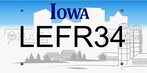 LEFR34 Iowa License Plate