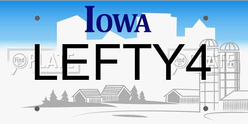 LEFTY4 Iowa License Plate