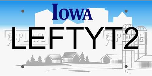 LEFTYT2 Iowa License Plate
