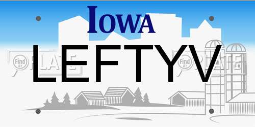 LEFTYV Iowa License Plate