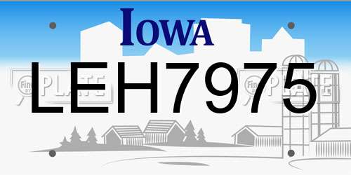 LEH7975 Iowa License Plate