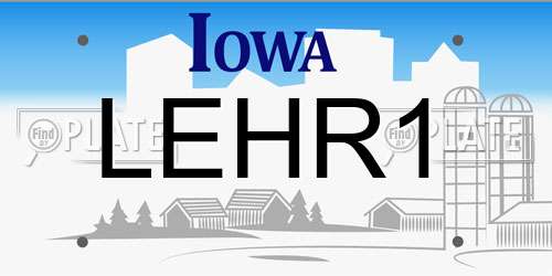 LEHR1 Iowa License Plate