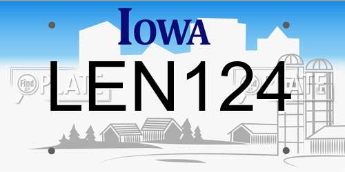 LEN124 Iowa License Plate