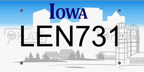LEN731 Iowa License Plate