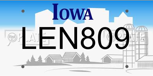 LEN809 Iowa License Plate