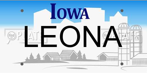 LEONA Iowa License Plate
