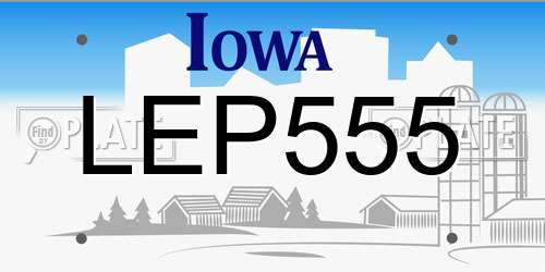 LEP555 Iowa License Plate