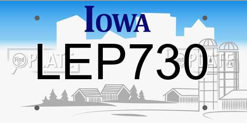 LEP730 Iowa License Plate