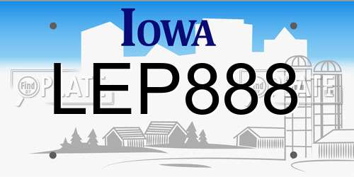 LEP888 Iowa License Plate