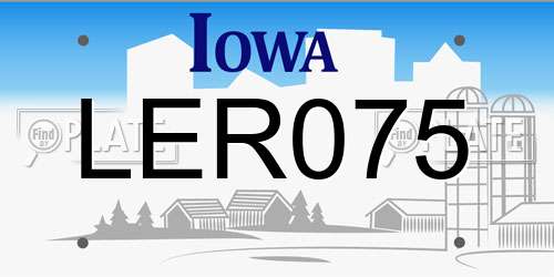 LER075 Iowa License Plate