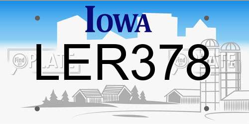 LER378 Iowa License Plate