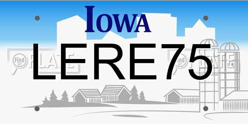 LERE75 Iowa License Plate